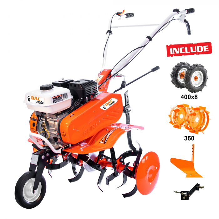 Motosapa DAC 7000ACC2 + roti cauciuc 4.00-8+plug+adaptor+roti metalice 350 fara manicot+set contragreutati 10kg [8]