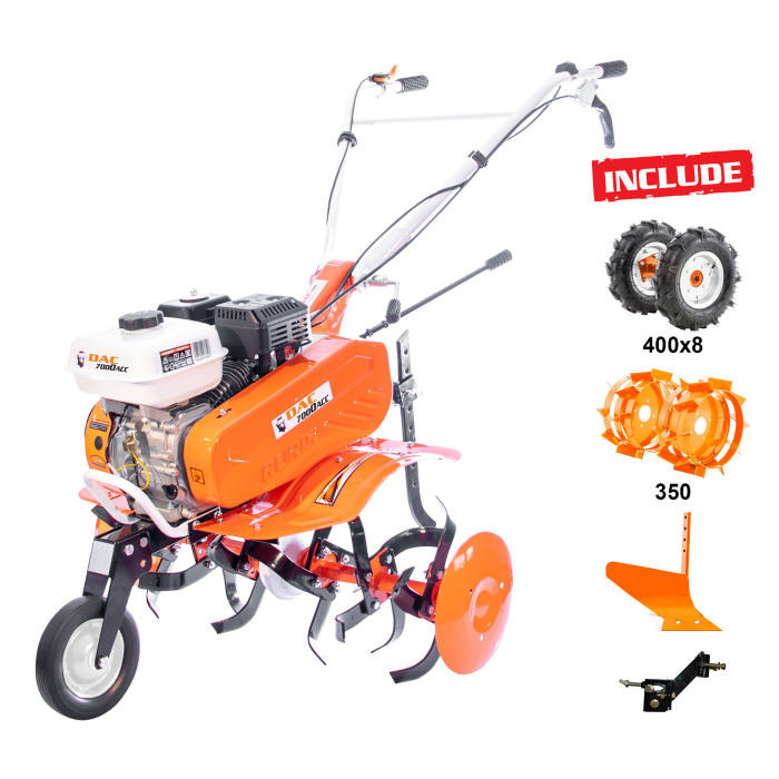 Motosapa DAC 7000ACC2 + roti cauciuc 4.00-8+plug+adaptor+roti metalice 350 fara manicot+set contragreutati 10kg [9]