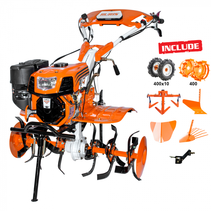 Motosapatoare RURIS 732ACC + roti cauciuc 5.00-8 + rarita + plug + adaptor + dispozitiv scos cartofi + roti metalice 400 fara manicot + cultivator [25]
