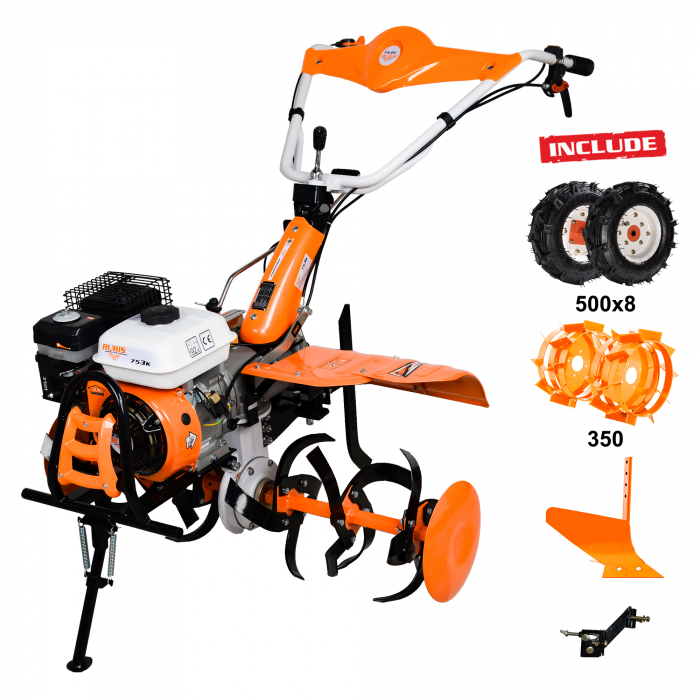 Motosapatoare RURIS 753K + roti cauciuc 5.00-8+plug+adaptor+roti metalice 350 fara manicot+set contragreutati 10kg [25]