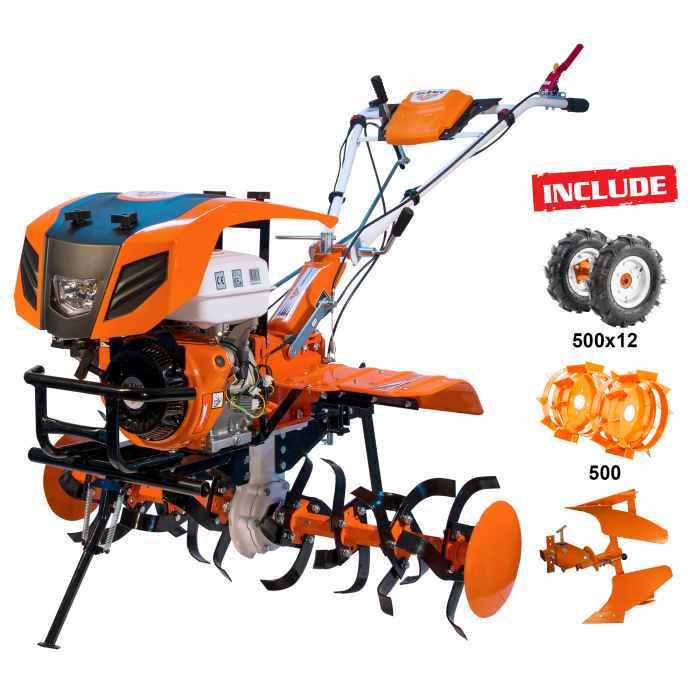 Motosapatoare RURIS 913ACC + roti cauciuc 5.00-12+plug reversibil rev2+roti metalice 500+set contragreutati 20kg [1]