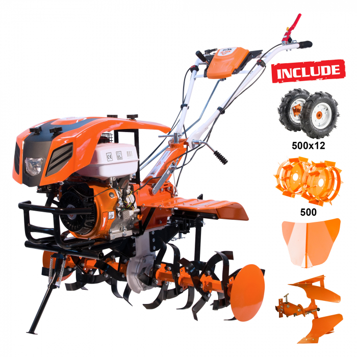 Motosapatoare RURIS 915ACC + roti cauciuc 5.00-12+rarita+plug reversibil rev2+roti metalice 500+set contragreutati 20kg [1]