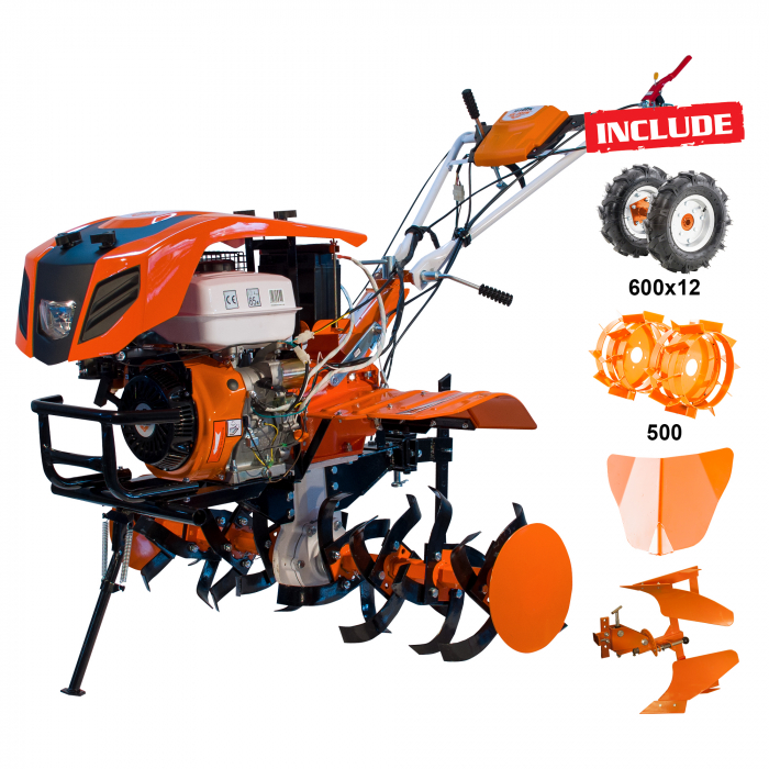 Motosapatoare RURIS 918ACC + roti cauciuc 6.00-12+rarita+plug reversibil rev2+roti metalice 500+set contragreutati 20kg [1]