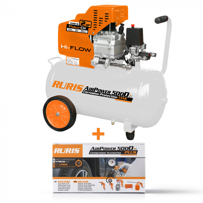 Pachet compresor aer si kit accesorii RURIS AirPower 5000PLUS [8]