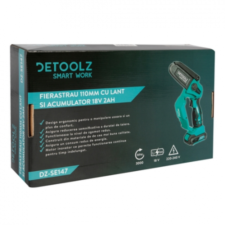 Fierastrau Detoolz, DZ-SE147, 110 mm cu lant si acumulator 18 V 2 Ah [7]