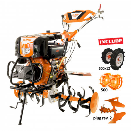 Motosapatoare RURIS 1001KSD + roti cauciuc 5.00-12+plug reversibil rev2+roti metalice 500+set contragreutati 20kg [25]