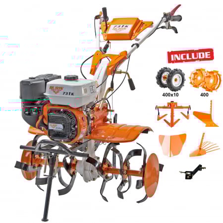 Motosapatoare RURIS 731ACC1 + roti cauciuc 5.00-8+rarita+plug+adaptor+dispozitiv scos cartofi+roti metalice 400 fara manicot+cultivator+set contragreutati 10kg [32]