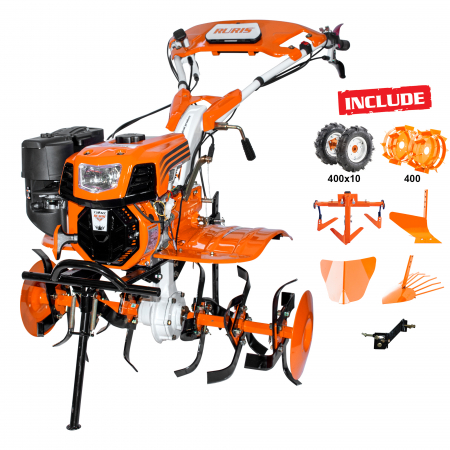 Motosapatoare RURIS 732ACC + roti cauciuc 5.00-8 + rarita + plug + adaptor + dispozitiv scos cartofi + roti metalice 400 fara manicot + cultivator [24]