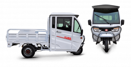 Scutere - Tricicleta electrica KUBA E-KAMYONET, fără permis cu cabina autonomie 80 km viteza 25 km/h basculabila obloane rabatabile putere 3000W acumulatori 72V/58Ah NECESITA PERMIS