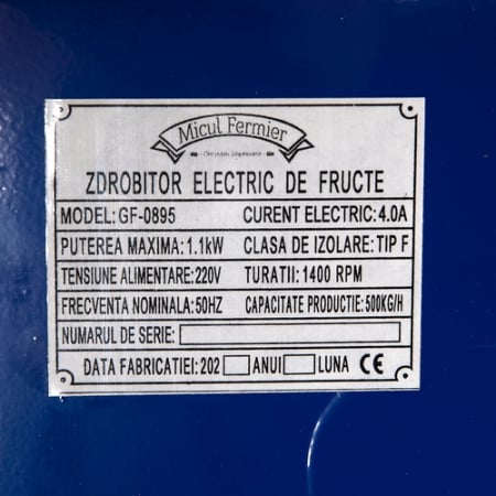 Zdrobitor electric de fructe MICUL FERMIER, GF-0895, 500 kg/h 1.1 KW [4]