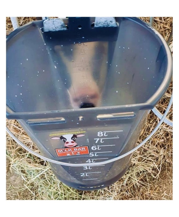 Galeata cu tetina pentru alaptarea viteilor, Milk Bar, 9l, semitransparenta, cu maner metalic [3]