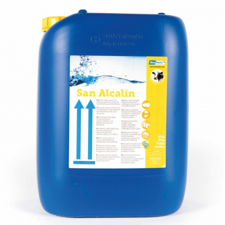 Igiena si spalare - Detergent alcalin lichid cu clor BouMatic San Alcalin, pentru instalatii de muls si tancuri de racire, 23 kg