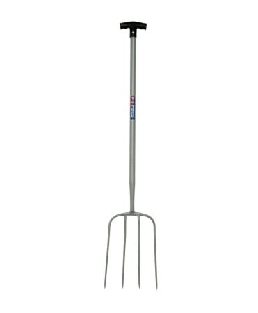 Scule si unelte - Furca compost cu 4 coarne otel carbon, coada tubulara metalica, maner T plastic, Spear & Jackson Neverbend Professional