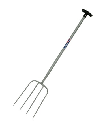Furca compost cu 4 coarne otel carbon, coada tubulara metalica, maner T plastic, Spear & Jackson Neverbend Professional [1]