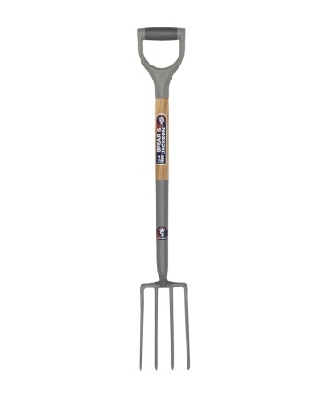 Furci si greble - Furca sapat ingusta cu 4 coarne inox, coada lemn, maner D plastic, Spear & Jackson Neverbend Stainless