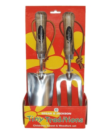 Seturi unelte gradinarit - Set gradinarit cadou pentru copii cu doua piese cu lame inox, manere lemn, Spear & Jackson