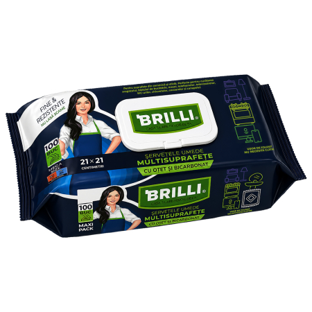 Produse de curatenie - Brilli Șervețele Umede Multisuprafețe 21 × 21 cm