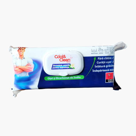 Produse de curatenie - Cool & Clean Wipes Șervețele Umede pentru Suprafețe cu Oțet și Bicarbonat
