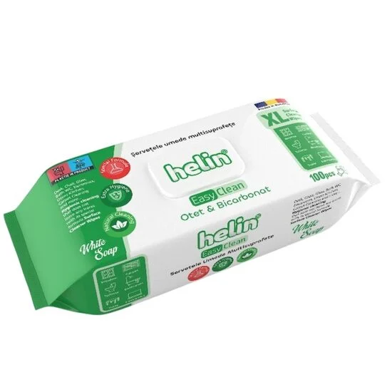 Produse de curatenie - Helin Easy Clean Șervețele Umede Multisuprafețe cu Oțet și Bicarbonat 100 Bucăți