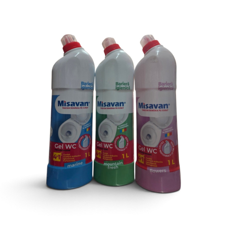Produse de curatenie - Pachet Misavan Gel WC Marine, Mountain Fresh și Flowers, 3 × 1 L