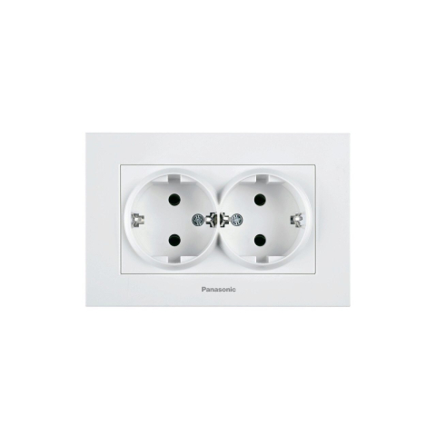 Instalații electrice - Priză dublă Panasonic albă cu împământare