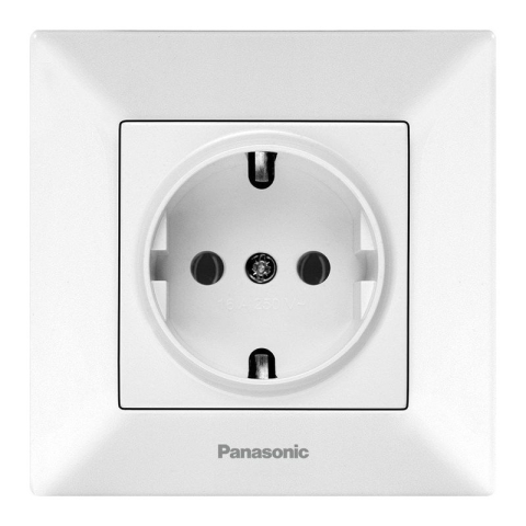 Prize și întrerupătoare - Priză Panasonic albă cu împământare