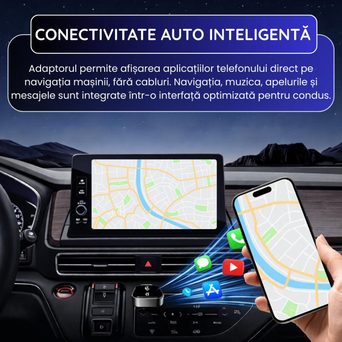 Adaptor Wireless 2-in-1, pentru CarPlay si Android Auto, USB / USB-C, Conectare Fara Cablu, Gri [3]
