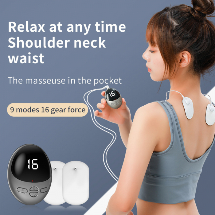 Aparat de Masaj cu Electrostimulare TENS – 16 Niveluri de Intensitate și 6 Moduri de Masaj | Relaxare pentru Gât, Spate, Abdomen și Brațe, Gri [2]