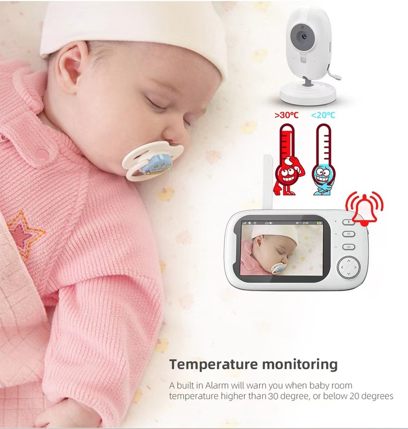 Baby Monitor Audio-Video pentru Supraveghere Bebe, Night Vision, Wireless, Ecran HD LCD 3.5", Senzor de Temperatura, Cantece de Leagan, Comunicare Bidirectionala [4]