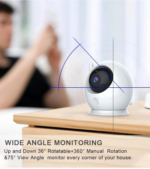 Baby Monitor Audio-Video pentru Supraveghere Bebe, Night Vision, Wireless, Rotire 360°, Ecran HD LCD 4.3", Senzor de Temperatura, Cantece de Leagan, Comunicare Bidirectionala, Aida HER® [5]