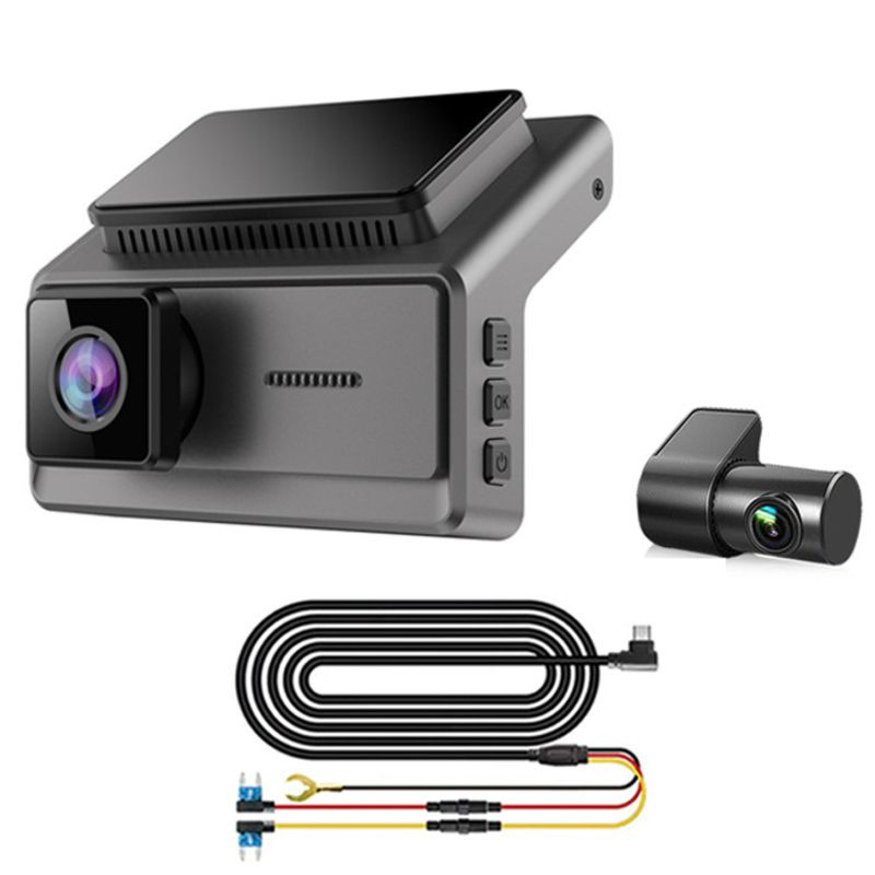 Camera Auto de Bord 2K, DVR 1440P, Ecran LCD 3.16 Inch, Dashcam FHD, Parking Monitor, 140°, Wi-Fi, Night Vision, G-Senzor + Camera Spate Full HD, 1080P, Alimentare Directa la Panoul de Sigurante (ACC) [1]