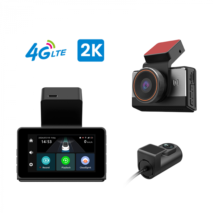 Camera Auto de Bord Duala 2K + Camera Spate AHD, Conexiune 4G Cartela SIM, Ecran LCD, Wi-Fi, Night Vision, G-Senzor, Alimentare Bricheta/Panou Siguranțe [2]