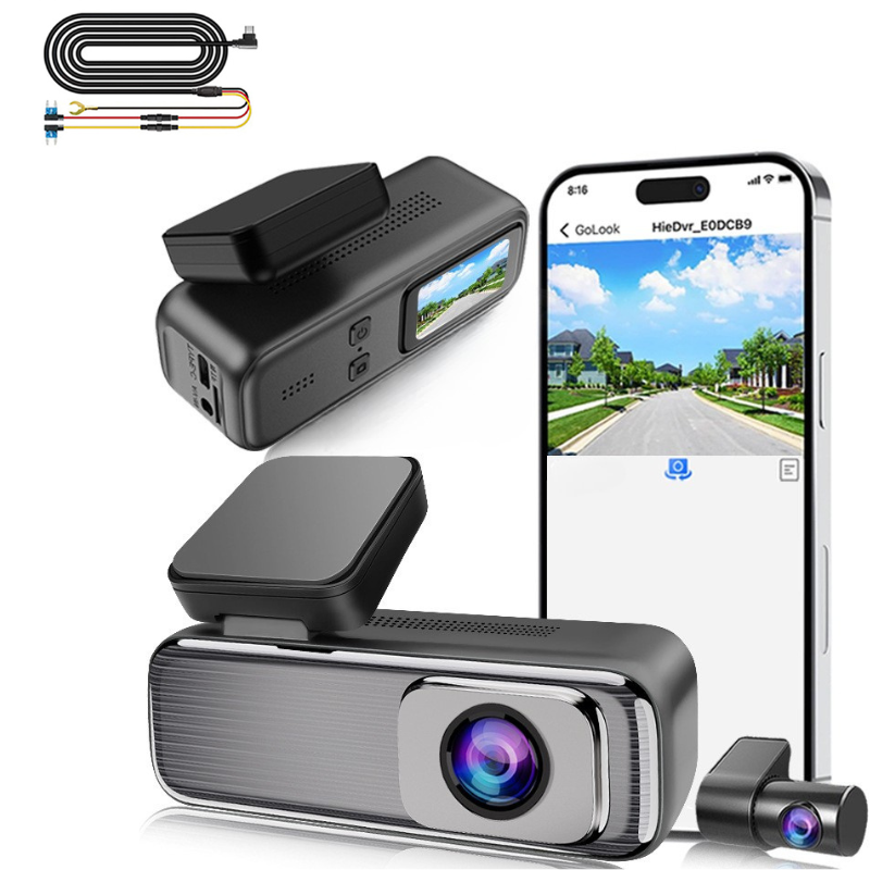 Camera Auto de Bord DVR Duală 2K + Spate Full HD, DashCam Ultra HD cu Ecran LCD, Monitorizare Parcare, Wi-Fi, Night Vision, G-Senzor, Unghi 140° și Alimentare ACC la Panoul de Sigurante [1]