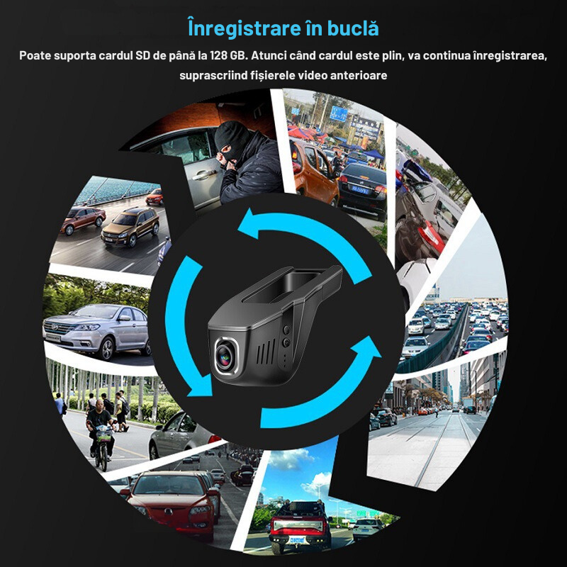 Camera Auto DVR, 2K, 1440P, Dashcam Ultra HD, Discreta, Parking Monitor, 140°, Wi-Fi, Night Vision, G-Senzor, Alimentare Directa la Panoul de Sigurante al Masinii (ACC) [4]