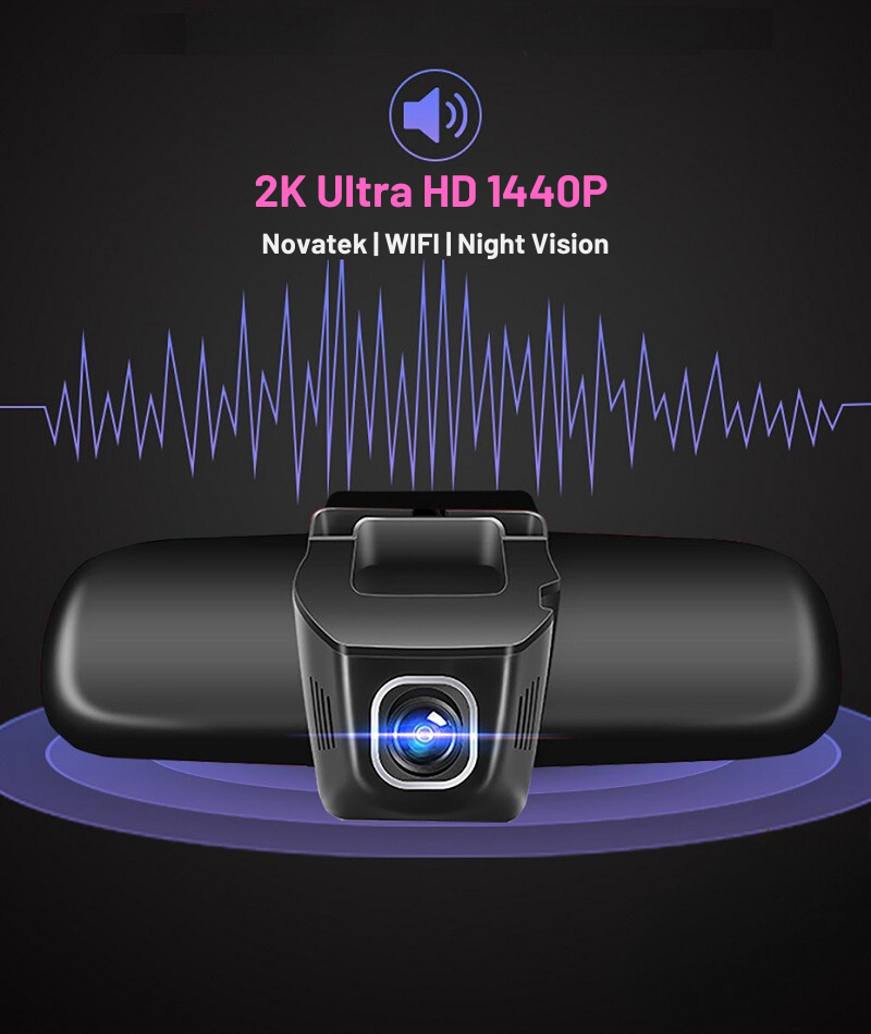 Camera Auto DVR, 2K, 1440P, Dashcam Ultra HD, Discreta, Parking Monitor, 140°, Wi-Fi, Night Vision, G-Senzor, Alimentare Directa la Panoul de Sigurante al Masinii (ACC) [2]
