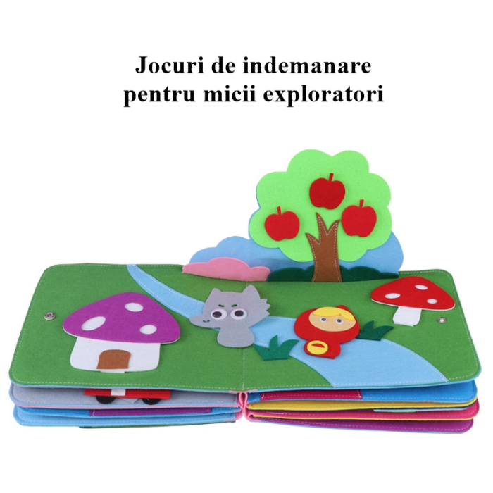 Carte Senzoriala Montessori pentru Copii, 16 Pagini cu Activitati, Dezvoltarea Abilitatilor, Curcubeu, Multicolor, Aida HER® [4]