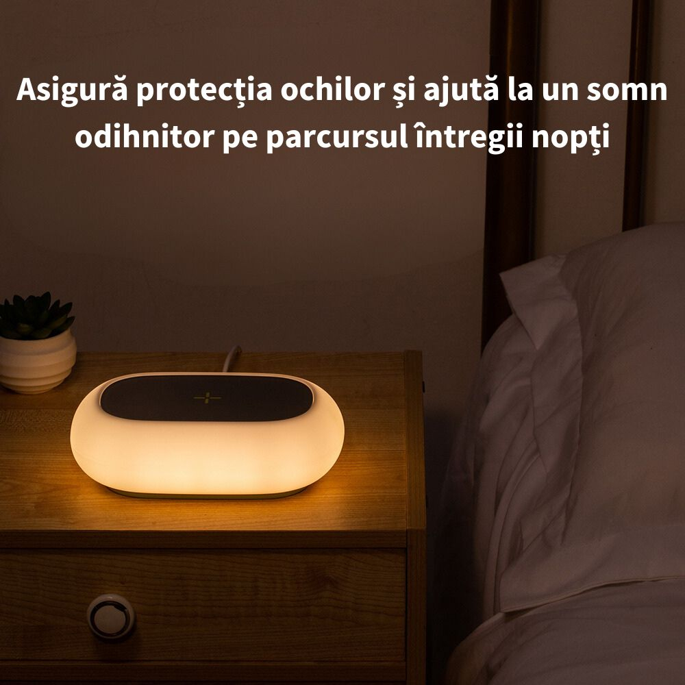 Incarcator Wireless Rapid, 15W Fast Charger, Lampa RGB cu Led Portabila, Lumina Ambientala Reglabila [4]