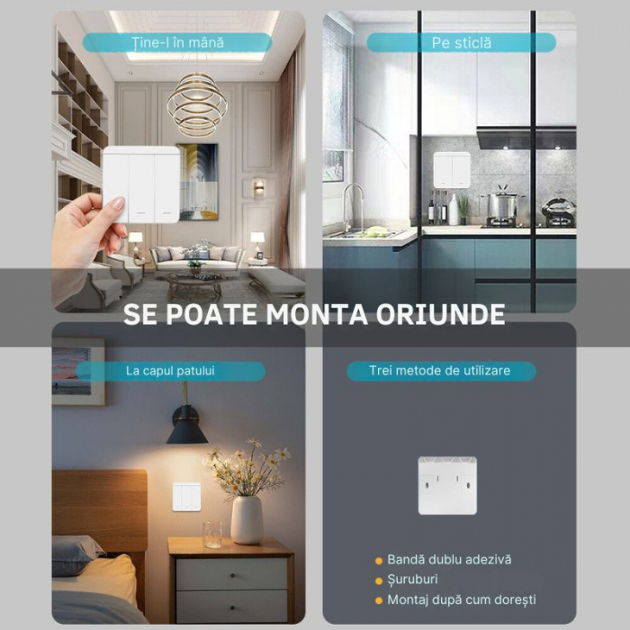 Intrerupator Dublu Fara Fir si 2 Controllere Wireless Inteligente, Control al Luminilor si Aparatelor, Alb [5]