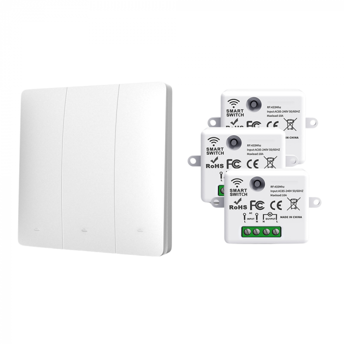 Întrerupător Triplu Cinetic Fără Fir cu 3 Controllere Wireless | Control RF pentru Lumini & Aparate [1]