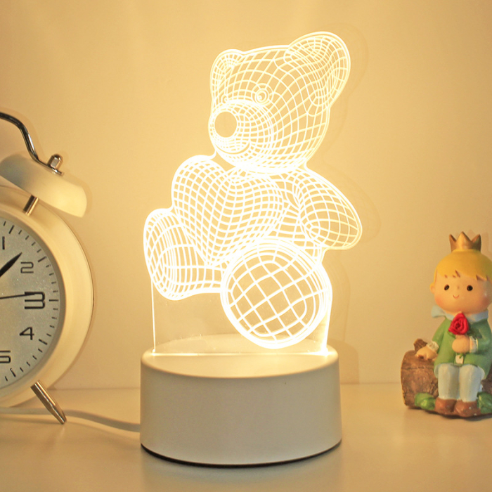 Lampa De Veghe 3D LED, Model Urs cu Inimioara, Alimentare USB, 20cm [2]