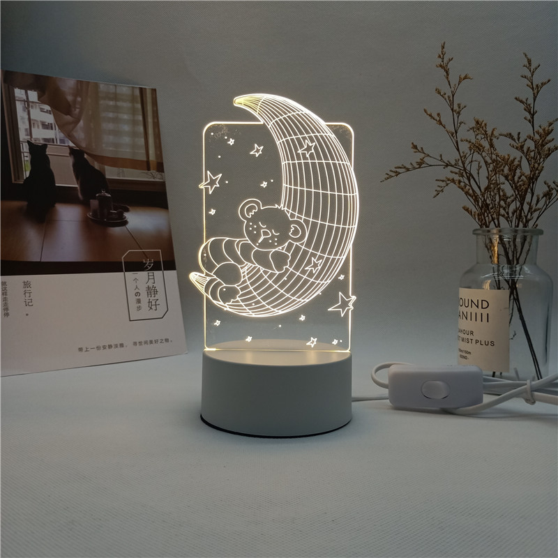 Lampa De Veghe 3D LED, Model Ursulet pe Luna, Alimentare USB, 20cm [1]