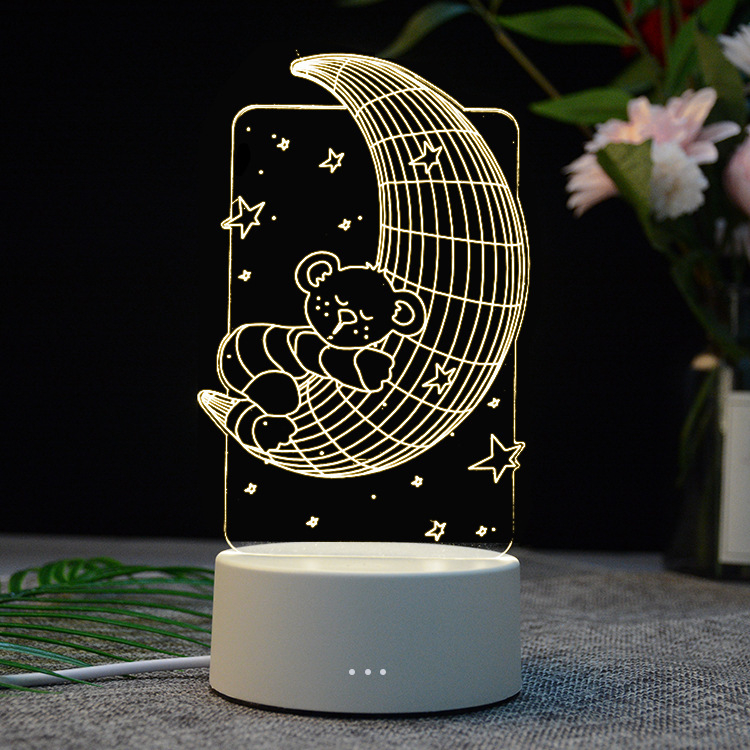 Lampa De Veghe 3D LED, Model Ursulet pe Luna, Alimentare USB, 20cm [5]