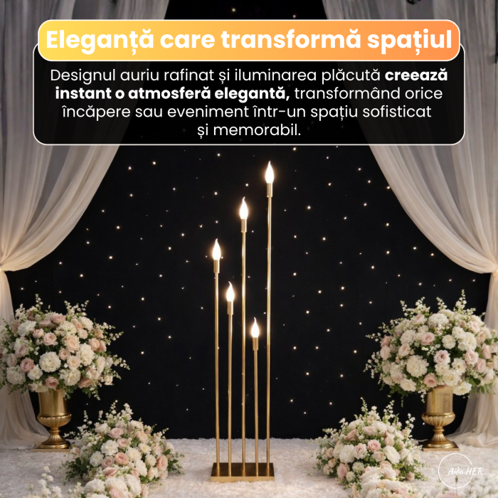 Lampa Electrica cu 5 Becuri Led pentru Evenimente, Auriu [2]