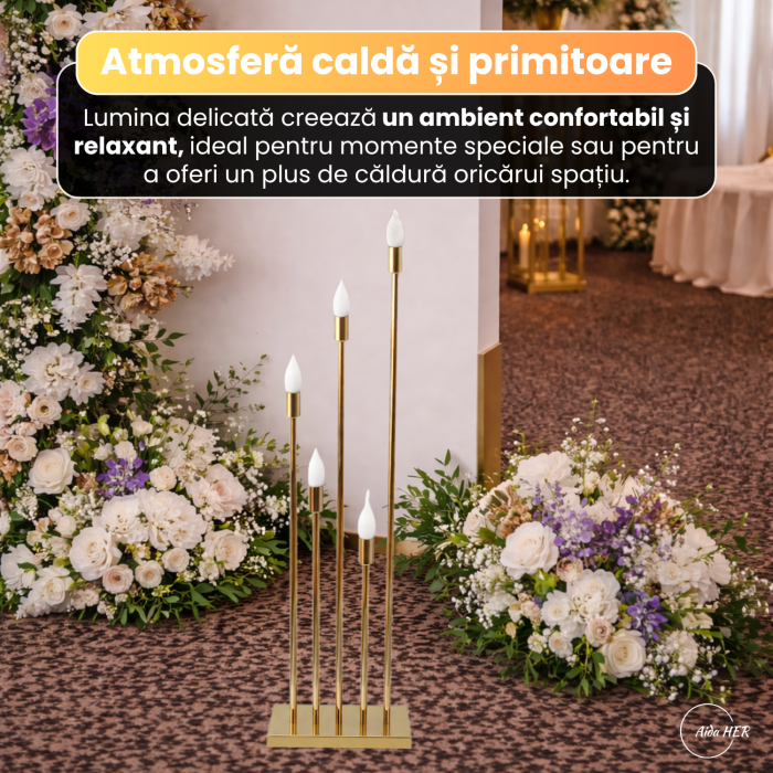 Lampa Electrica cu 5 Becuri Led pentru Evenimente, Auriu [4]