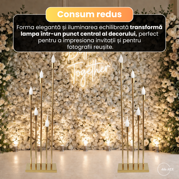 Lampa Electrica cu 5 Becuri Led pentru Evenimente, Auriu [6]