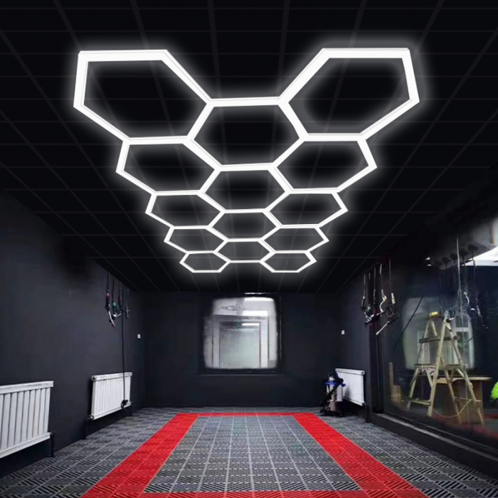 Lampa LED cu 14 Hexagoane tip Fagure, 520W, 4070x2390 mm, 6500K, Modulara [3]
