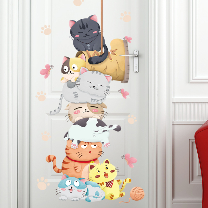 Metru Sticker Autocolant cu Animale pentru Masurare Inaltime Copii, Model cu Pisicute, 130x75 cm [5]