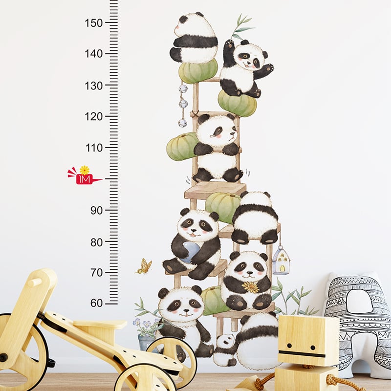 Metru Sticker Autocolant pentru Masurare Inaltime Copii, Ursi Panda, 120x75 cm [4]