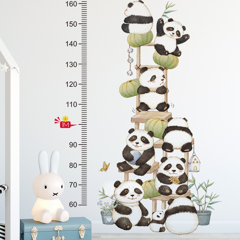 Metru Sticker Autocolant pentru Masurare Inaltime Copii, Ursi Panda, 120x75 cm [1]
