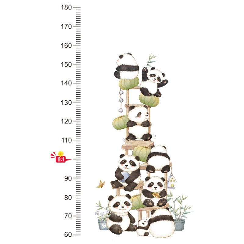 Metru Sticker Autocolant pentru Masurare Inaltime Copii, Ursi Panda, 120x75 cm [5]